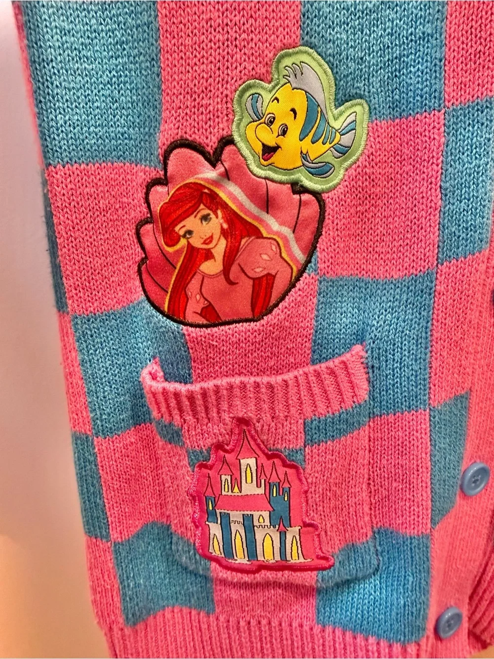 DISNEY PARKS Girls Princess Checkered Patch’s Cardigan